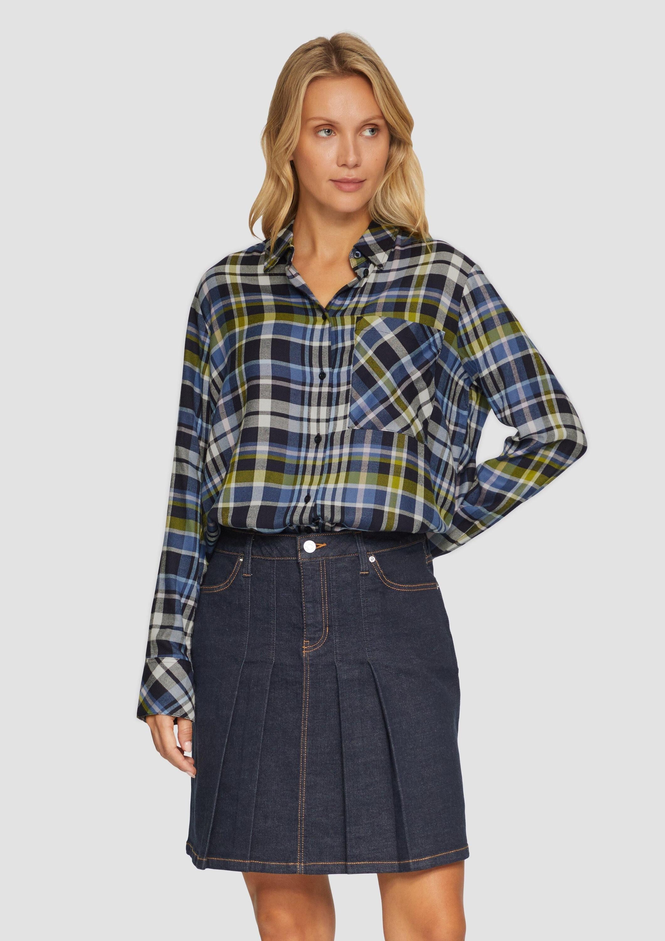 s.Oliver Langarmbluse Bluse Karierte Hemdbluse aus günstig online kaufen