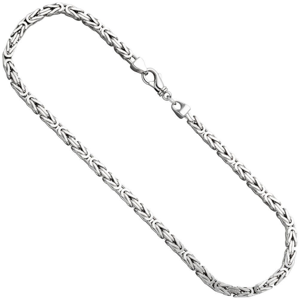 Schmuck Krone Königskette 6mm Königskette aus 925 Silber rhodiniert, 50cm, Silber 925