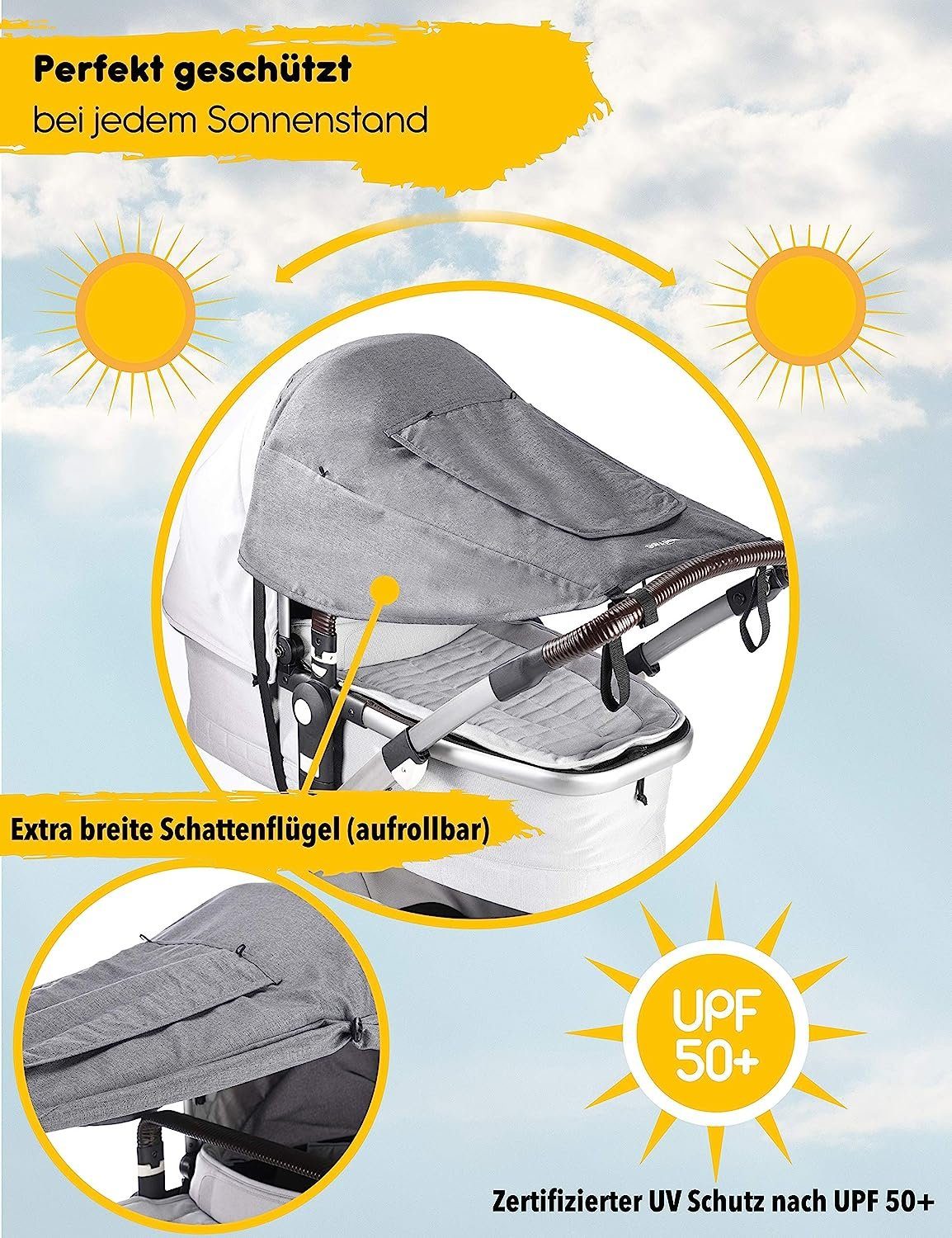 BON&BENE Sonnensegel für Kinderwägen