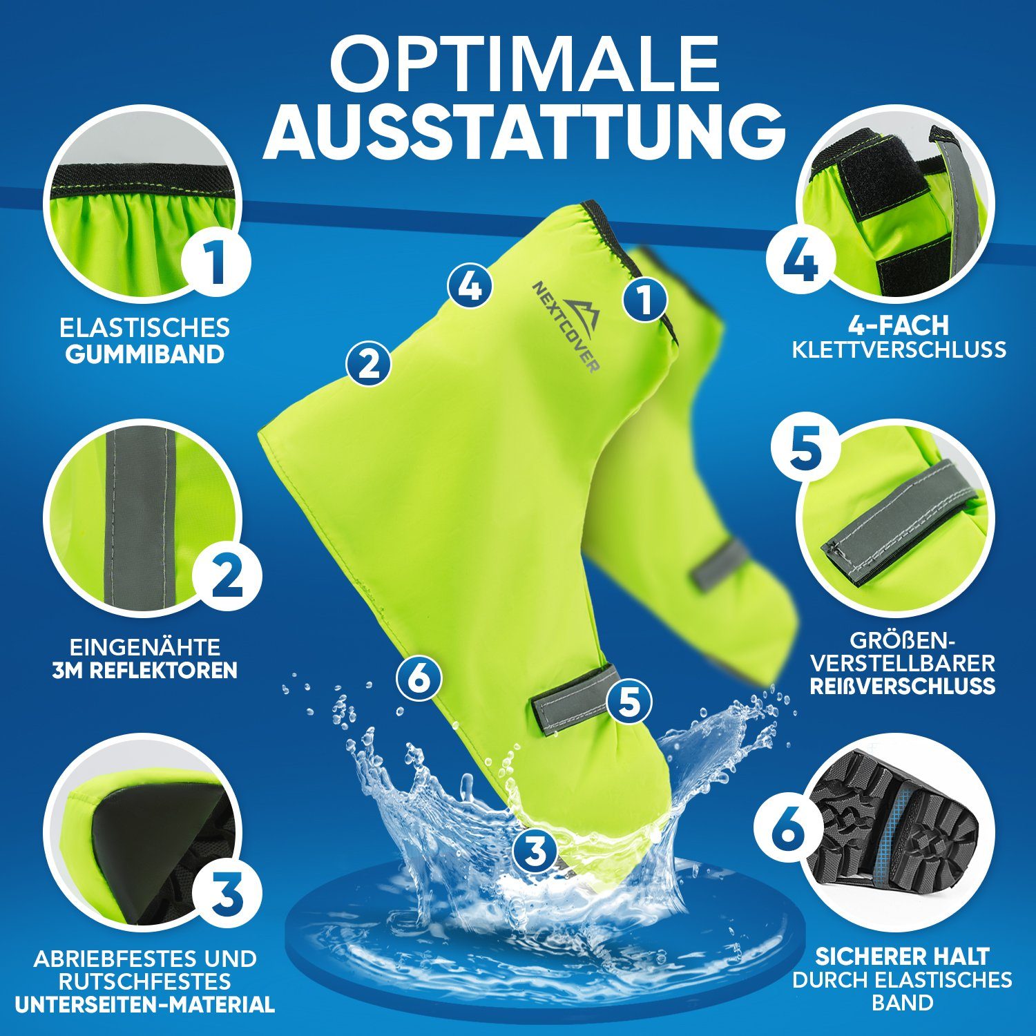 Nextcover Fahrrad-Überschuh Universelle Überschuhe Fahrrad I 100% Wind-& wasserdicht