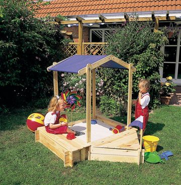 promadino Sandkasten Peter, (Set), BxLxH: 125x141x133 cm, mit Sitzbox, Bugbox und Sonnendach