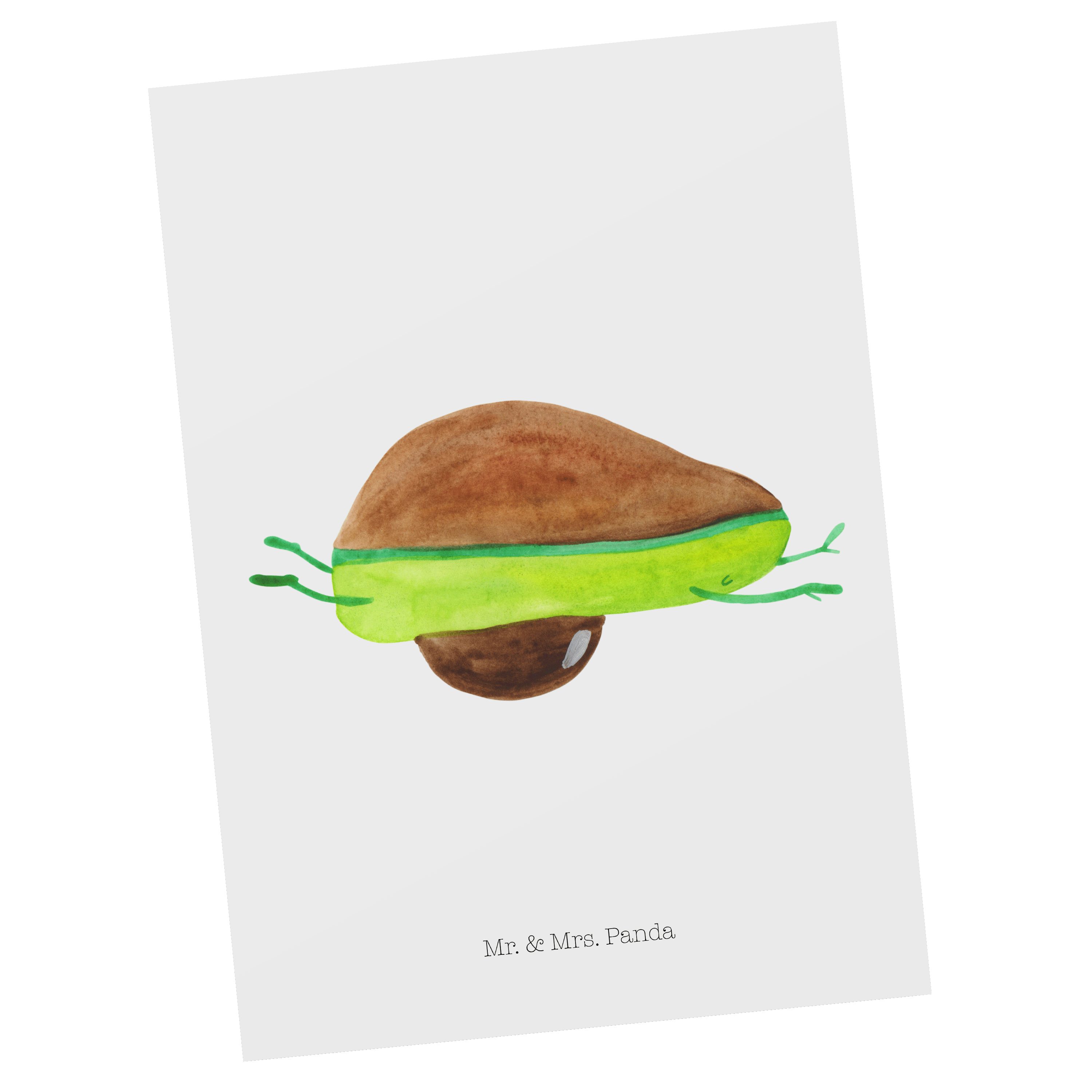 Mr. & Mrs. Panda Postkarte Avocado Yoga - Weiß - Geschenk, Einladung, Grußkarte, Einladungskarte