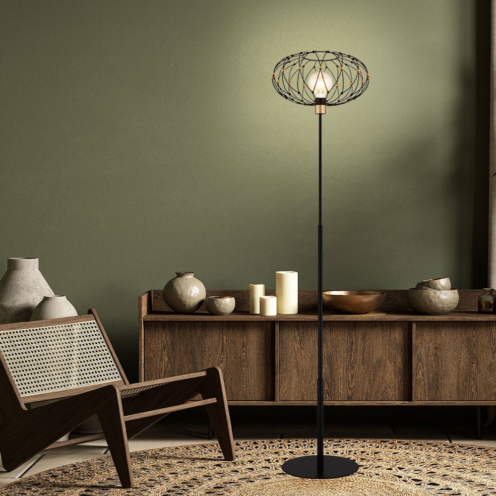 GLOBO LIGHTING Deckenfluter, Leuchtmittel inklusive, Warmweiß, Stehleuchte Standlampe Wohnzimmerleuchte Geflecht LED H 162 cm