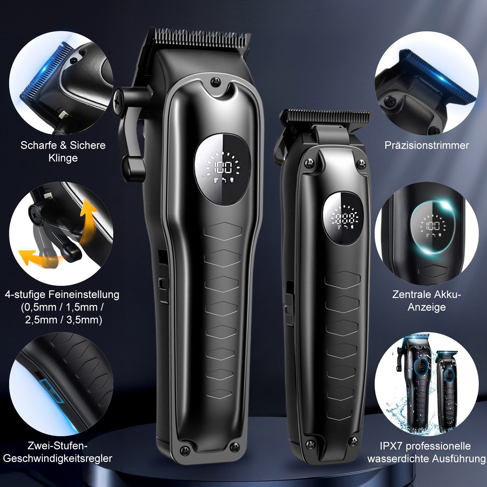 Forrlite Haarschneider Haarschneidemaschine Profi, Bartschneider, Haarschneider 2 in 1 Set, IPX7 Ganzkörper wasserdicht, Schnellladung & Lange Akkulaufzeit, mit 9 Kammaufsätzen, geräuscharm