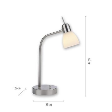 LeuchtenDirekt LED Tischleuchte LED Tischleuchte KARO, 1xE14/40W, Wohnzimmertisch, Bürotisch, Schreibtisch, Glasschirm