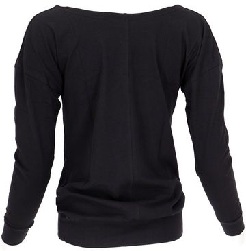 Guru-Shop Longsleeve Langarmshirt mit Wasserfallkragen, Yogashirt.. alternative Bekleidung