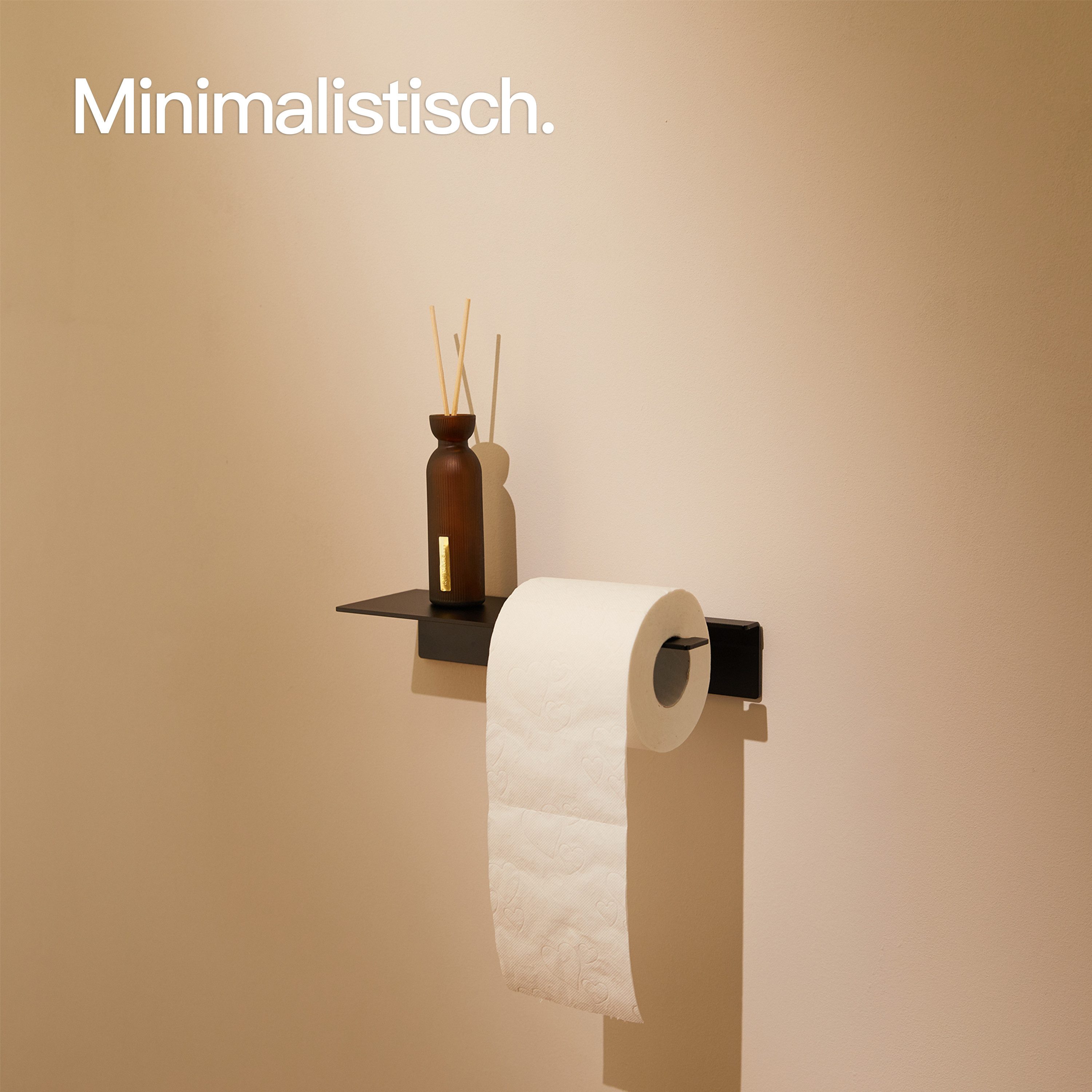 Designfabrik Hamburg Toilettenpapierhalter ohne Bohren, Klopapierhalter selbstklebend, WC Klorollenhalter, inkl. Markenklebeband für besonders starken Halt