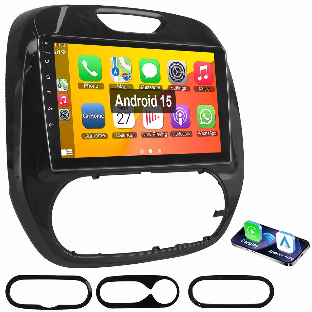 ESSGOO Für Renault Captur Kaptur 2013-2019 Android 15 Autoradio (RDS, Digitalradio (DAB), FM, AM, Carplay Android Auto GPS Navi WIFI BT)