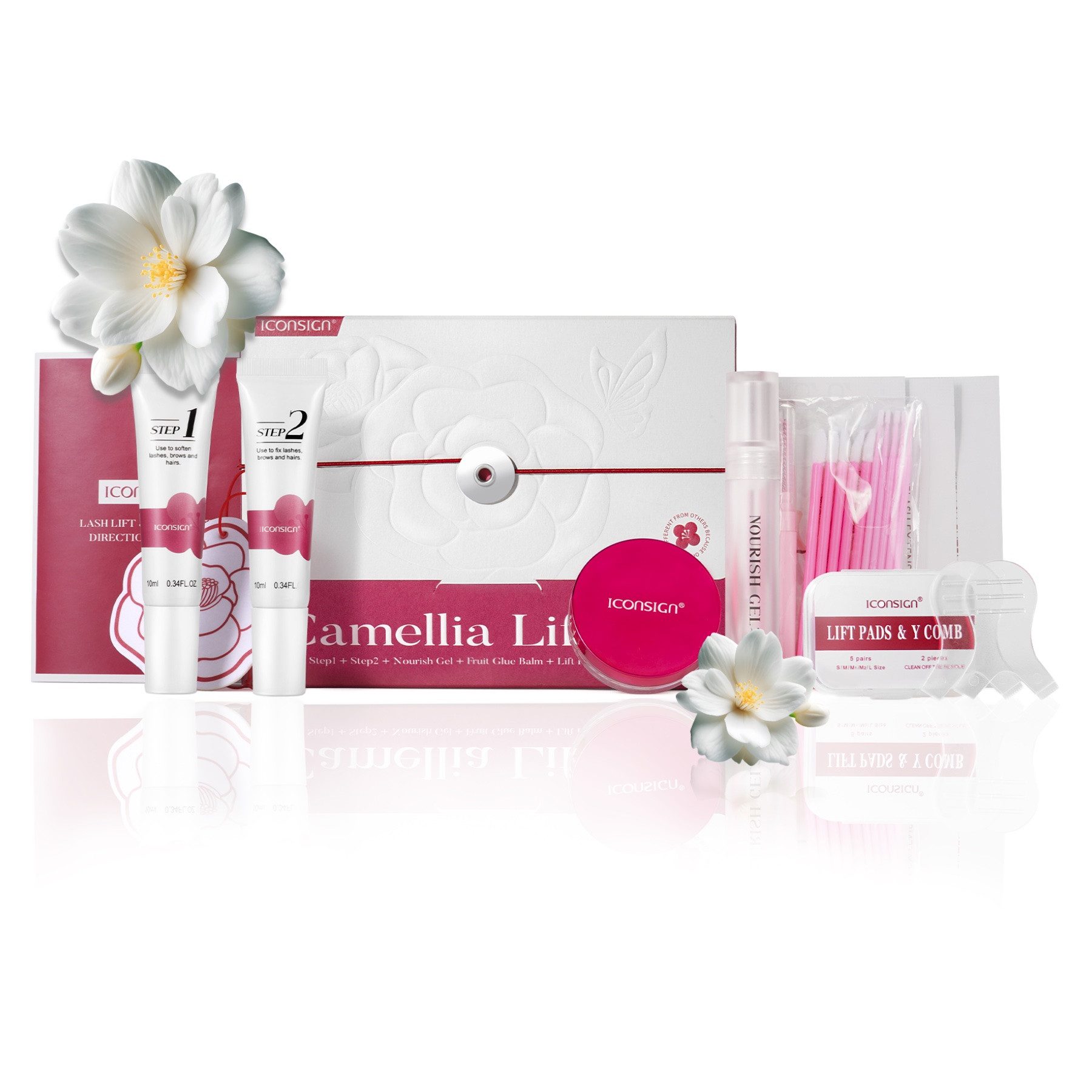 Iconsign Einzelwimpern Wimpernlifting Set Augenbrauen Lifting Set Wimpernlaminierung Camellia, Wimpernlifting, Wimpernlaminierung, Augenbrauenlifting
