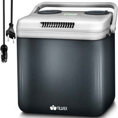 tillvex Kühlbox Kühlbox elektrisch 32L Mini-Kühlschrank, 230 V und 12 V für KFZ Auto Camping