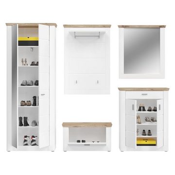 ebuy24 Kleiderschrank Michigan Garderobenmöbel Set 5 Teile matt weiß, we