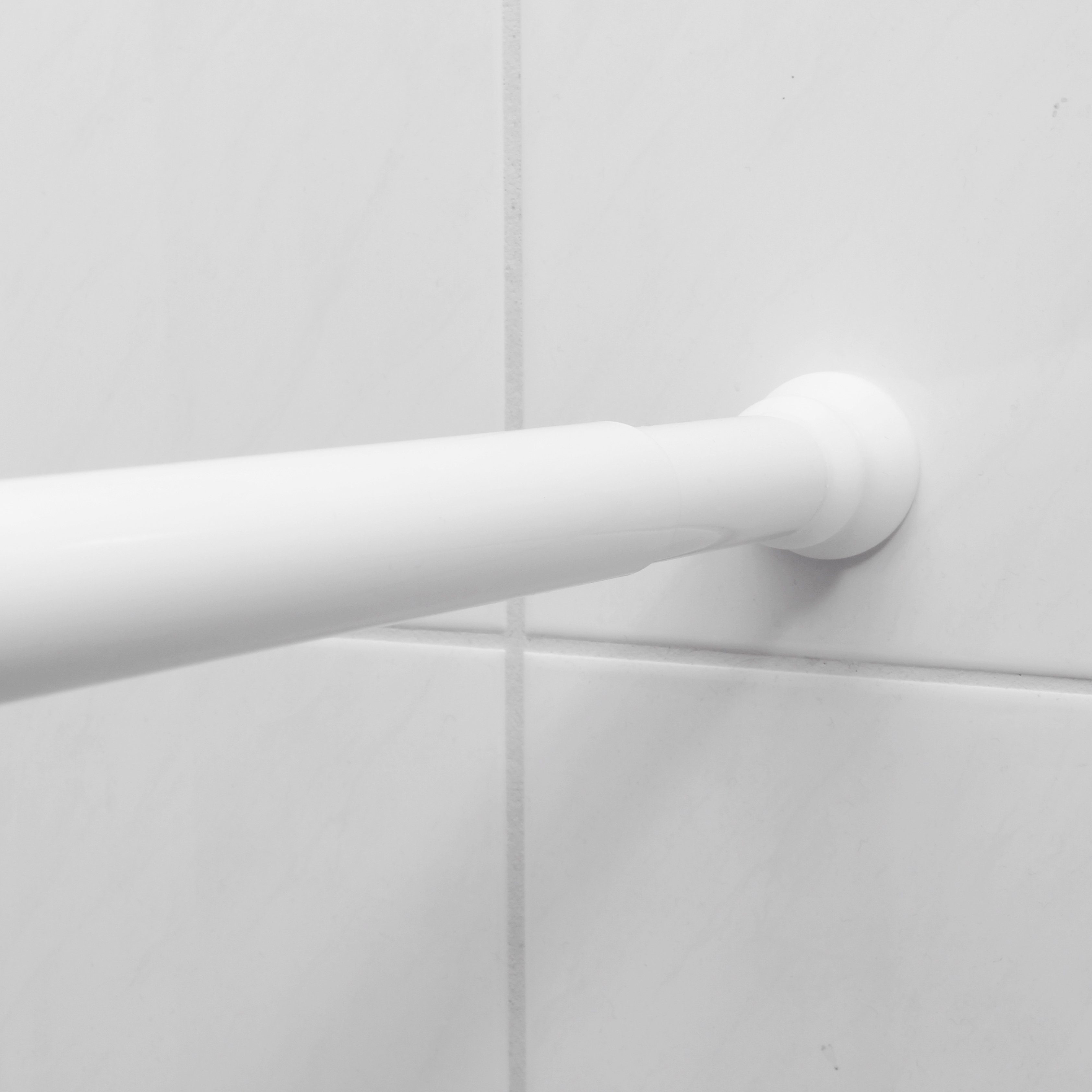 Klemmstange, Sanilo, Ø 28 mm, Aluminium, ausziehbar, 90-170cm ohne Bohren, für Duschvorhänge, weiß Duschvorhangstange geklemmt