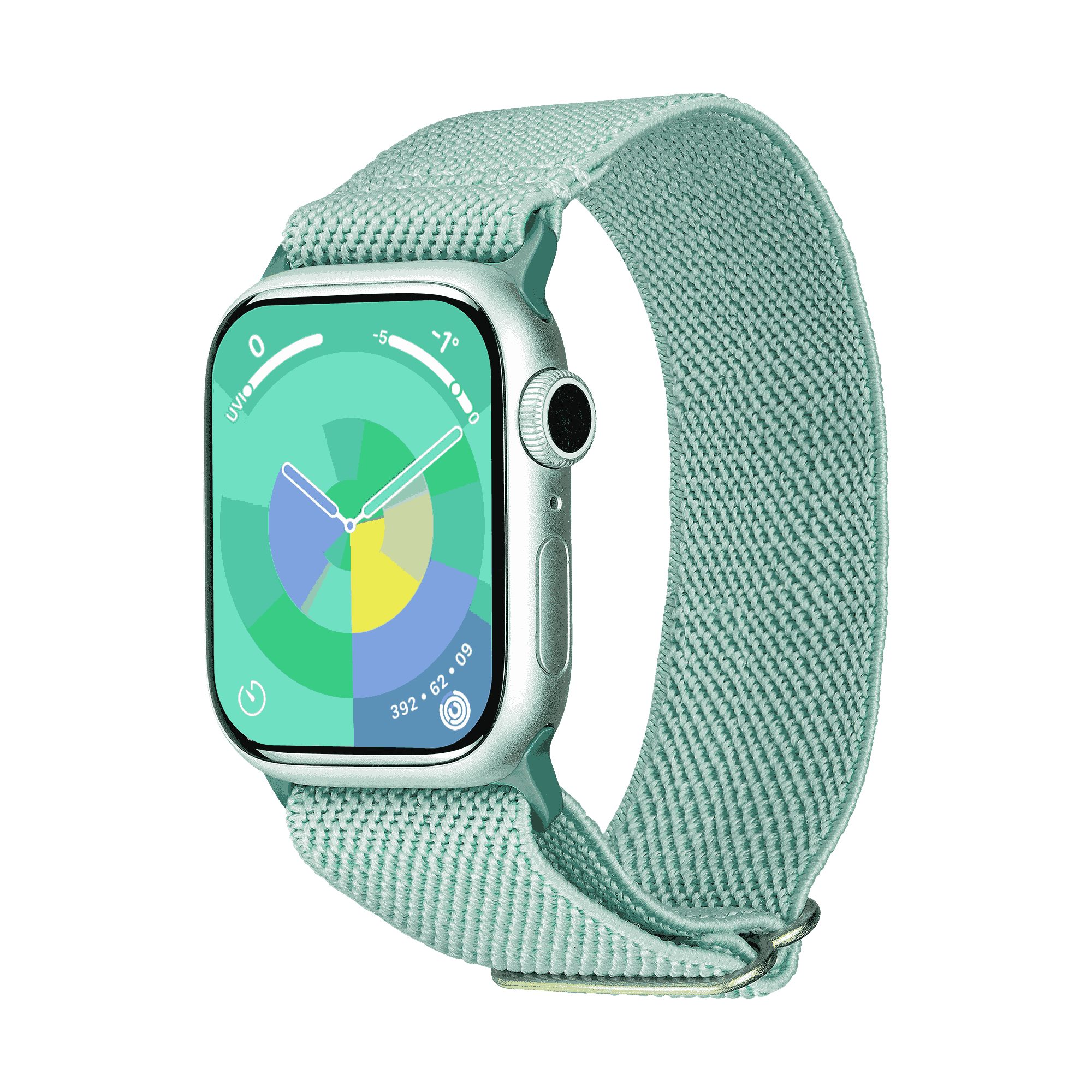 Artwizz Smartwatch-Armband WatchBand Flex, Textil Uhrenarmband mit Adapter, Türkis, Apple Watch Series 9-7 (41mm), 6-4 & SE (40mm), 3-1 (38mm) Grün