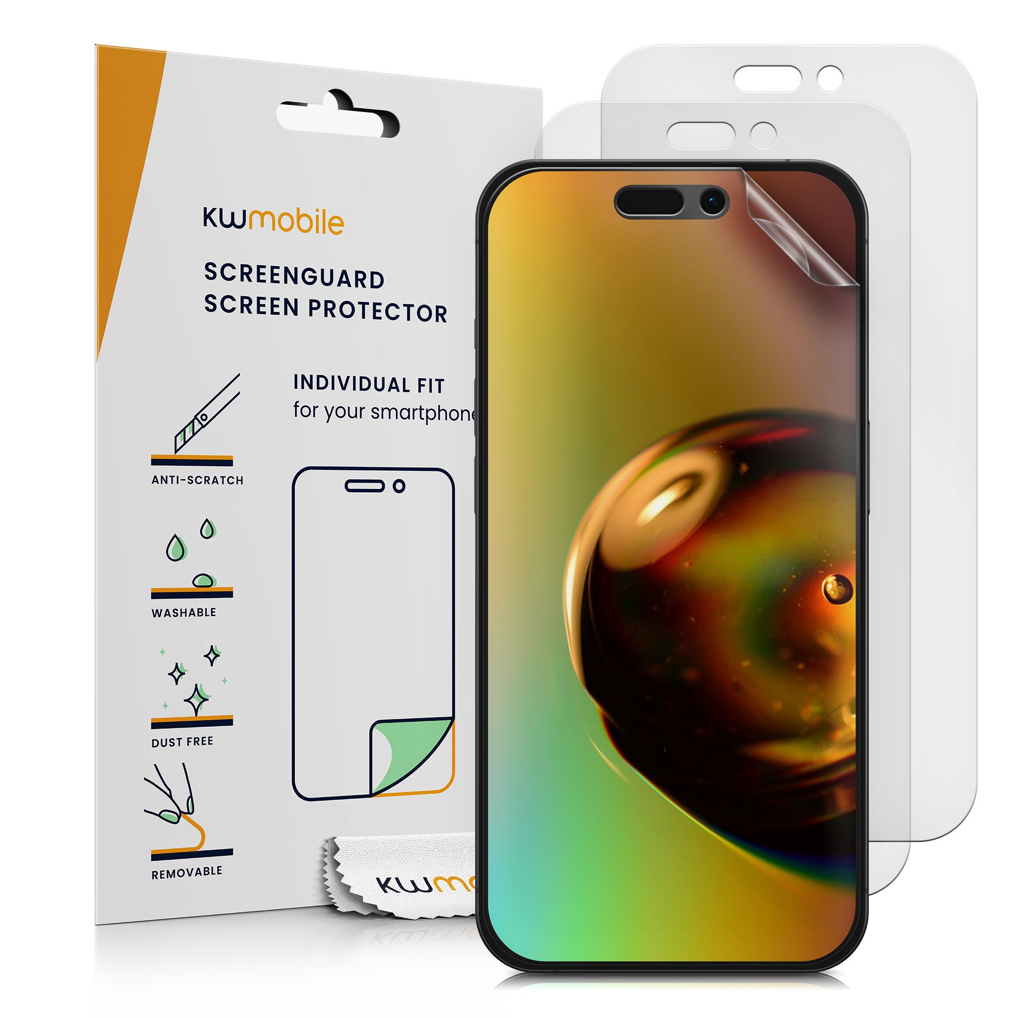 kwmobile Displayschutzfolie 3x Folie matt für Apple iPhone 16 Pro, 3 Stück, Schutzfolie Anti-Fingerabdruck Displayschutz Displayfolie entspiegelt