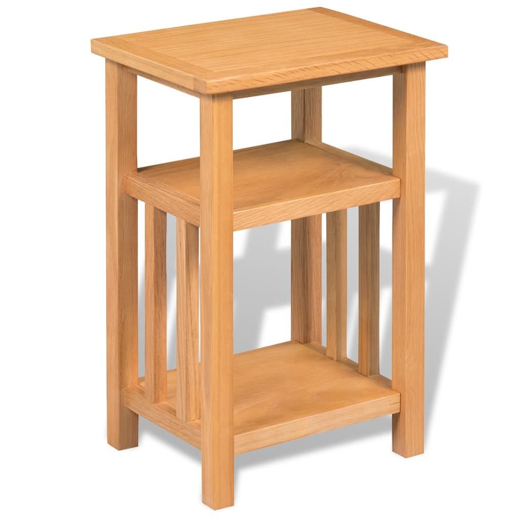 vidaXL Beistelltisch, Ablagetisch mit Zeitungsablage 27x35x55 cm Massivholz Eiche