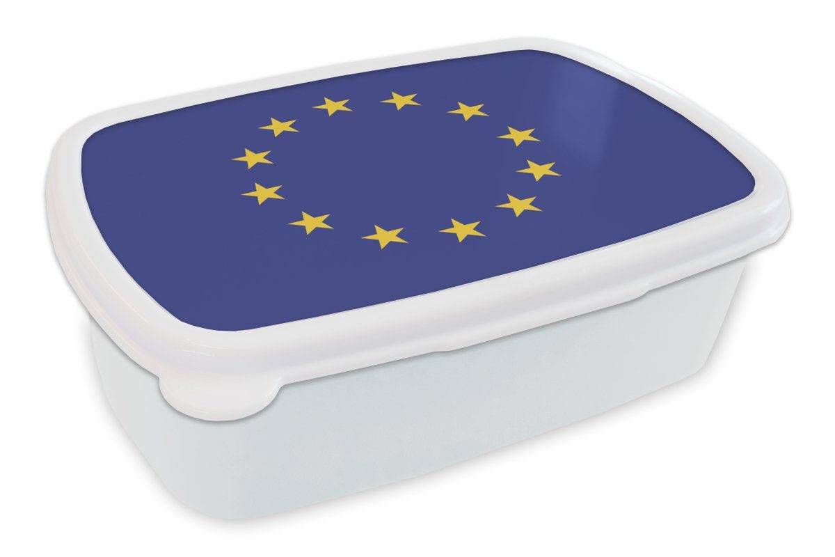 MuchoWow Lunchbox Flagge - Europäische Flagge, Kunststoff, (2-tlg), Brotbox für Kinder und Erwachsene, Brotdose, für Jungs und Mädchen weiß