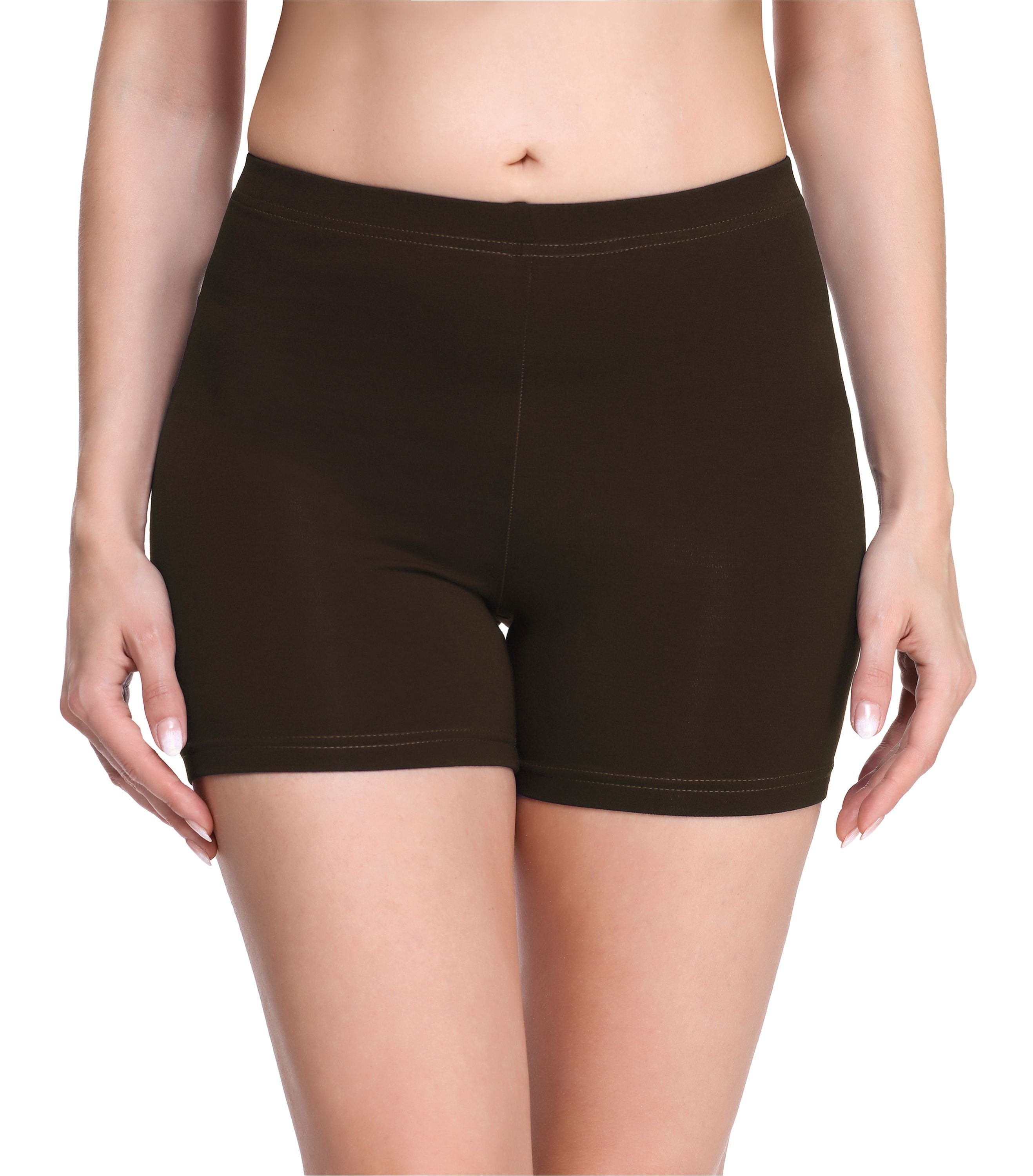 Merry Style Leggings Damen Shorts Radlerhose Unterhose Hotpants Boxershorts MS10-283 (1-tlg) elastischer Bund Braun