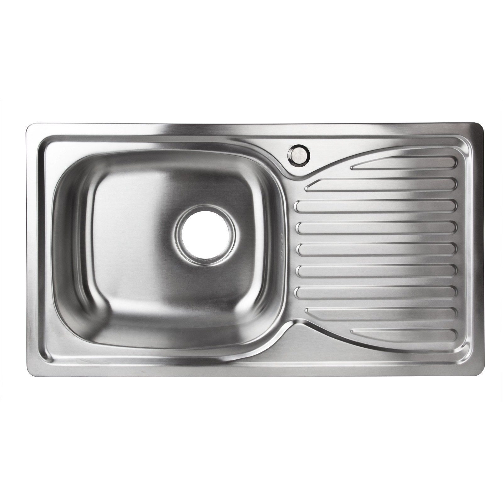 Stabilo Sanitär Edelstahlspüle Einbauspülbecken Chrom eckig 78 cm Edelstahl mit großem Ablaufloch, 78/43 cm, (Komplett-Set, komplettem Siphon inkl. Befestigungsmaterial), Abtropflächen und Siphon