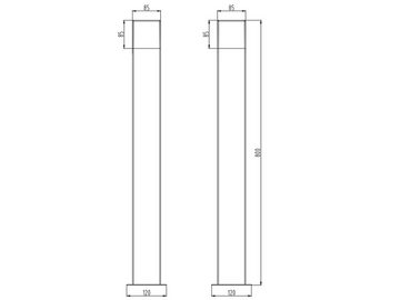 TRIO Leuchten LED Pollerleuchte, LED wechselbar, LED Pollerleuchte HUDSON Titanfarben Höhe 80cm IP 44