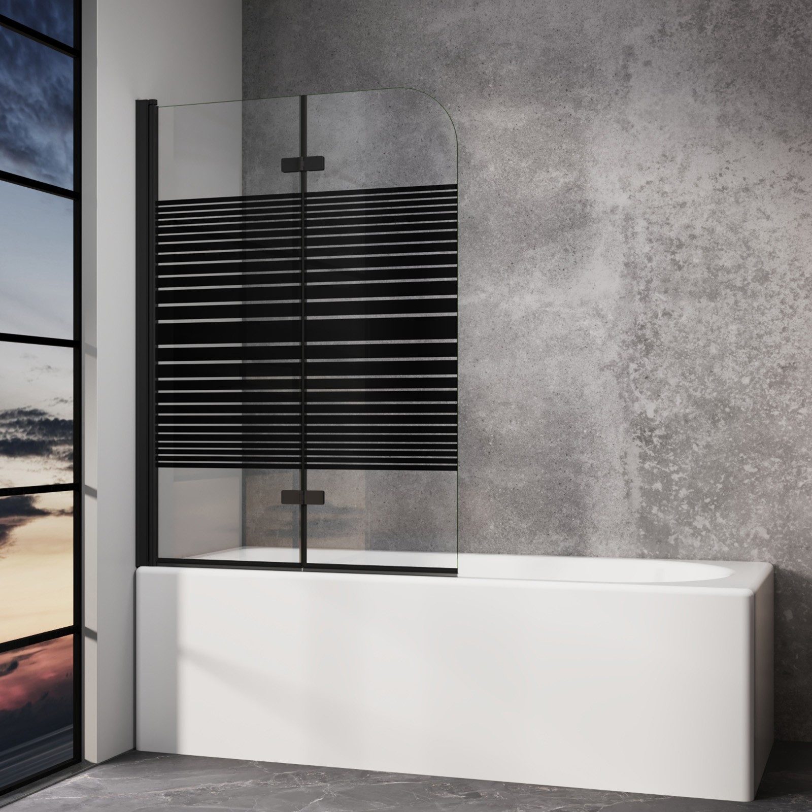 IMPTS Badewannenaufsatz Duschwand für Badewanne Badewannenfaltwand Faltbar 100-140cm, Glas Alu, (Set, 2 tlg), Duschabtrennung für Badewanne