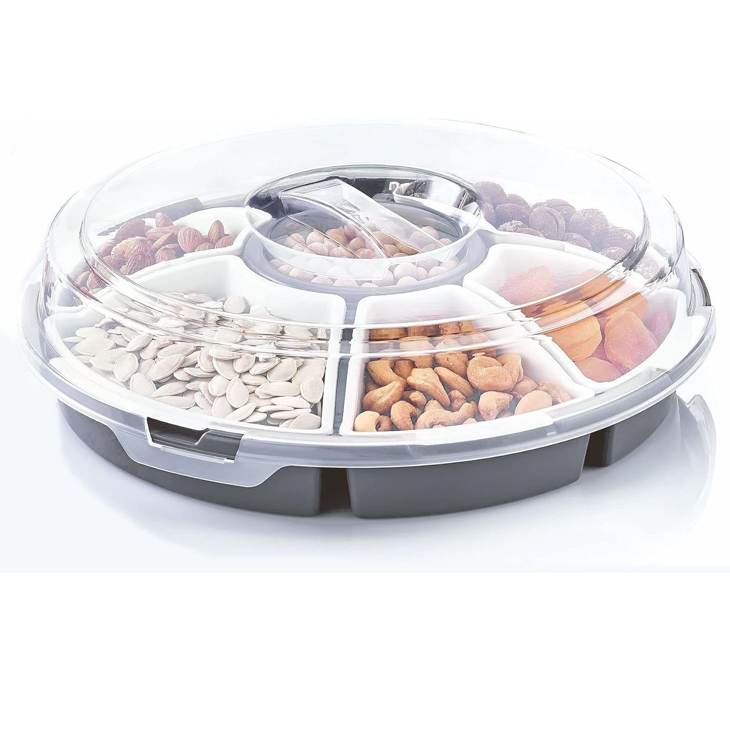 Mojawo Uhrenbox Servierset Servierplatte Snackschale 6 Fächer Deckel Griff günstig online kaufen