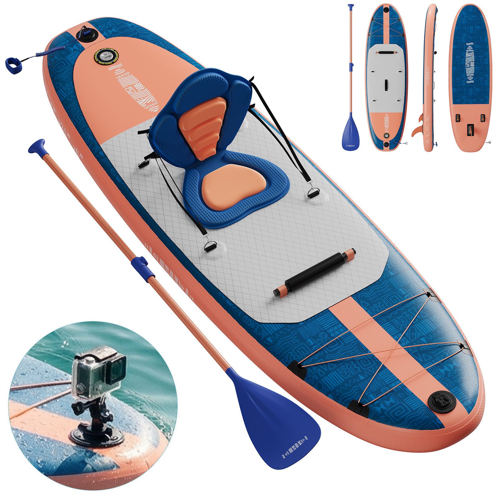 HOMALL Inflatable SUP-Board Stand-Up Paddle Board 330*78*15cm Tragkraft bis 130Kg, (2in1 Aufblasbares,Action-Cam-Halterung)