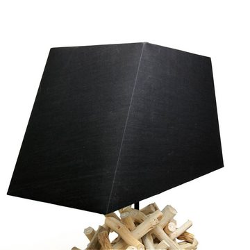 Licht-Erlebnisse Nachttischlampe YALA, ohne Leuchtmittel, Tischleuchte 68 cm Unikat Treibholz Stoff Holz Modern Beleuchtung