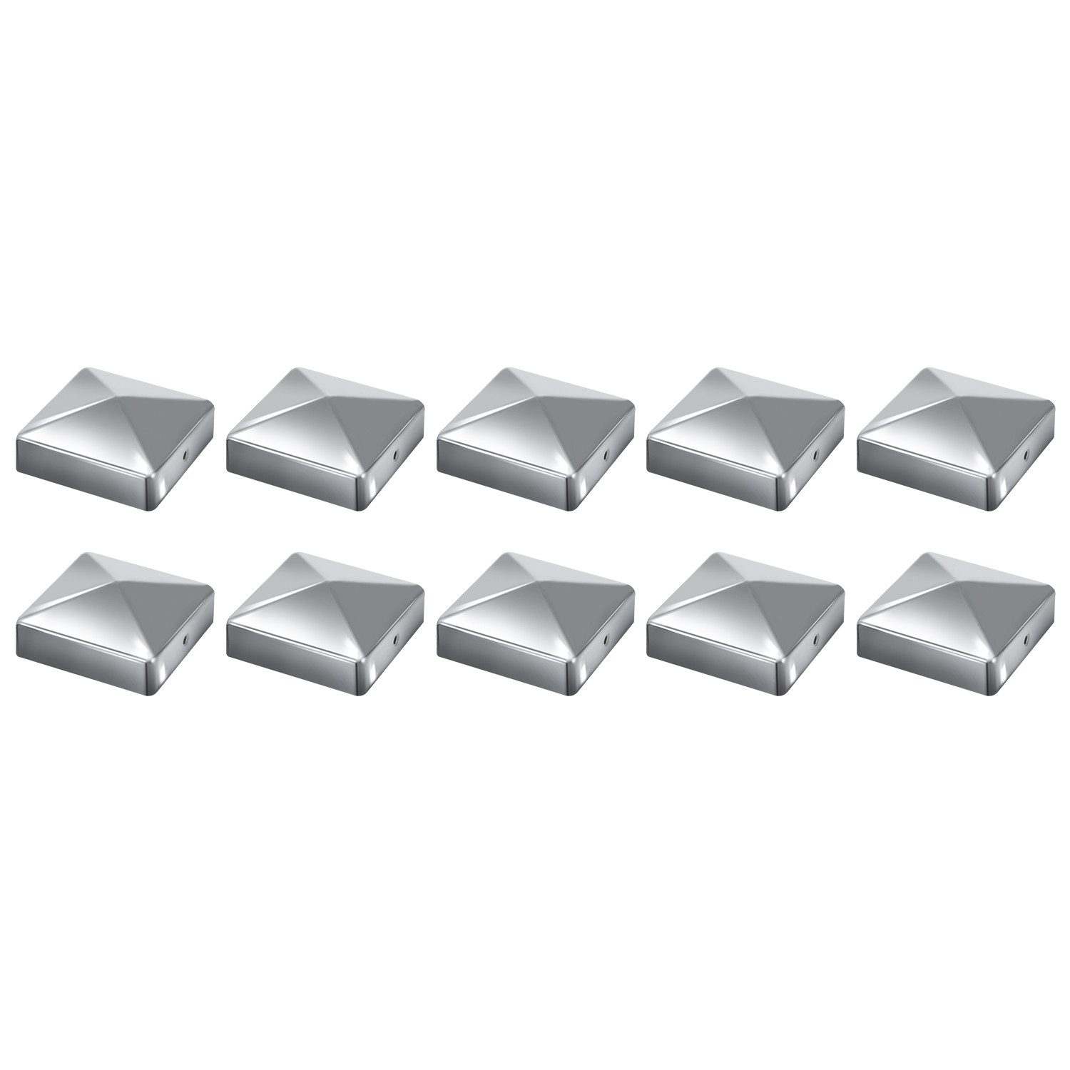 Clanmacy Pfostenkappe 10x Pfostenkappe Pyramide 91X91mm Zaunkappe für Pfosten Silber