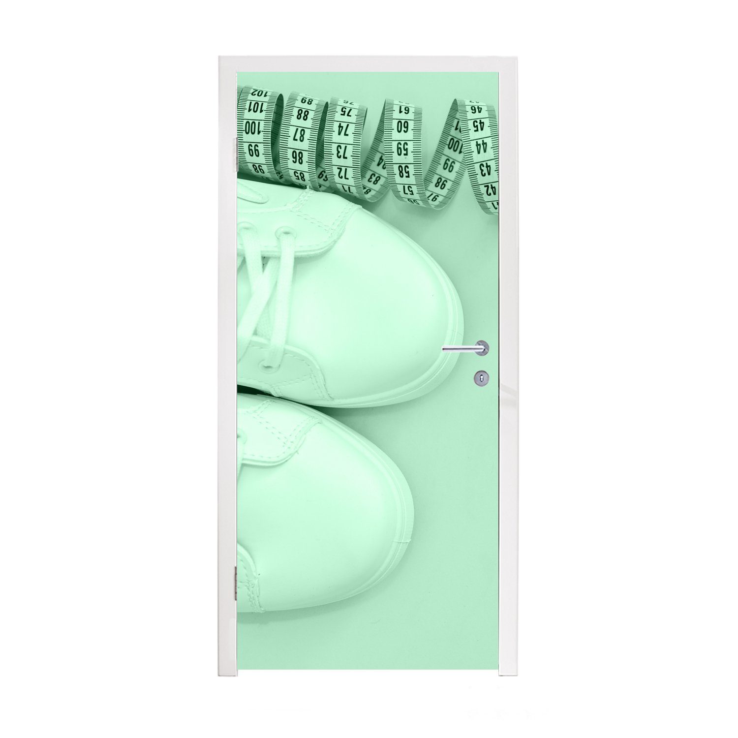 MuchoWow Türtapete Mintgrüne Schuhe, Matt, bedruckt, (1 St), Fototapete für Tür, Türaufkleber, 75x205 cm