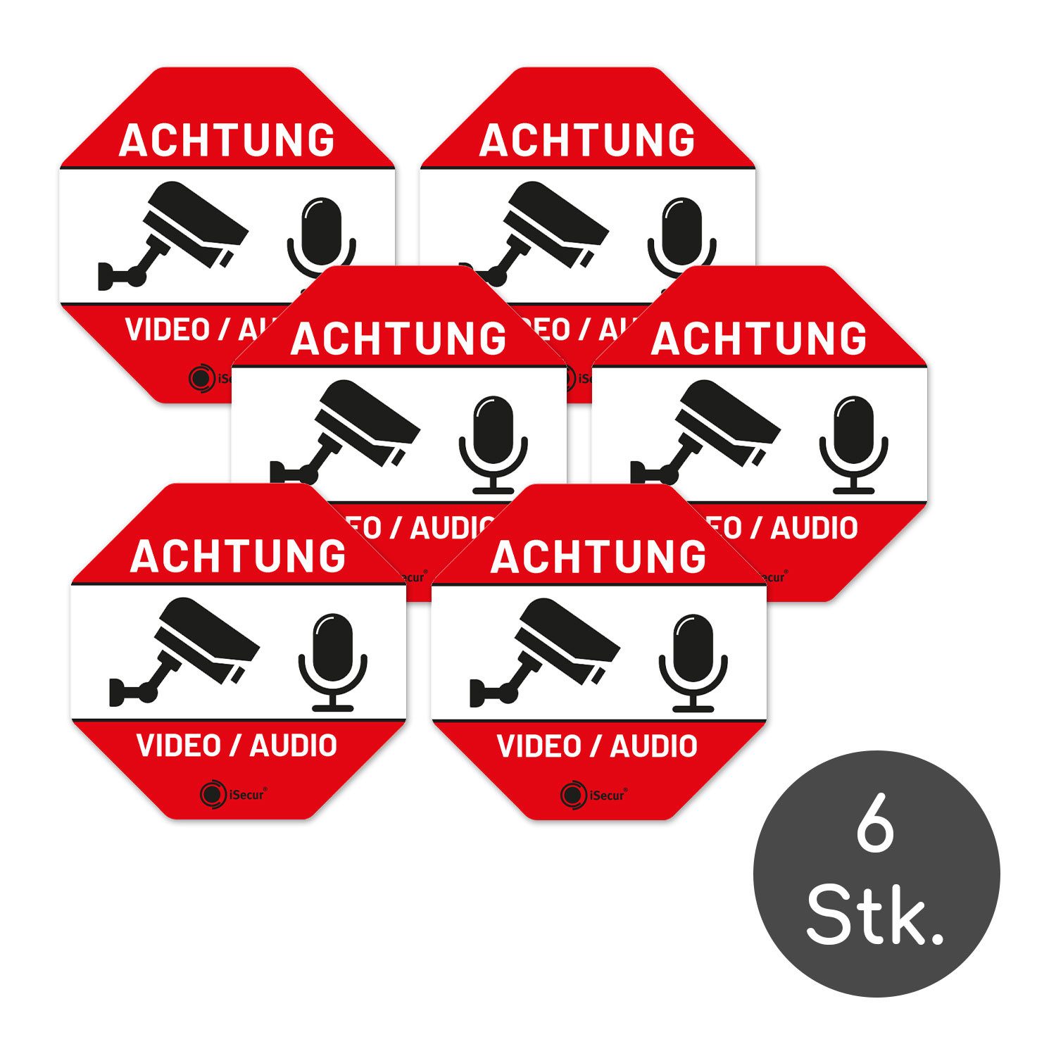 iSecur Aufkleber iSecur Video Audio Aufkleber 6x -Wetterfest selbstklebend I hin839