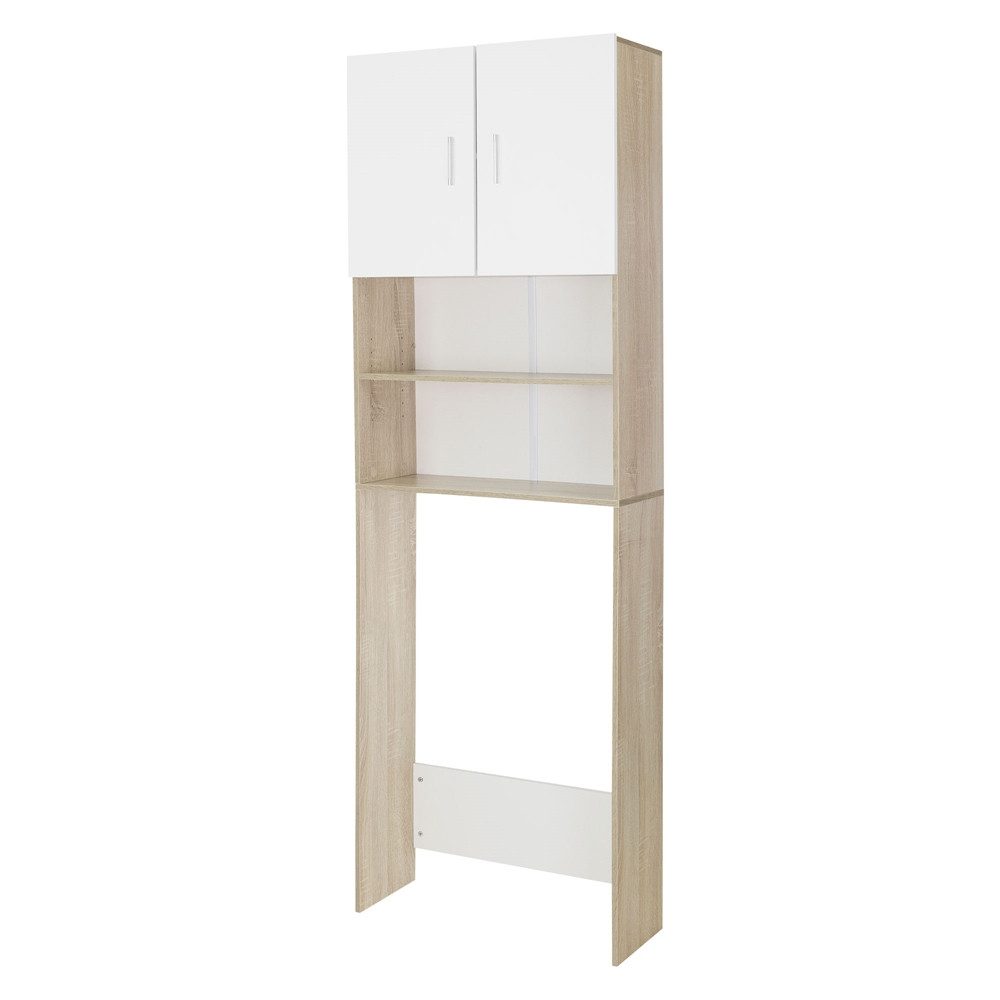 ML-DESIGN Waschmaschinenumbauschrank Badezimmerschrank für Waschmaschine Hochschrank Badmöbel Badregal Badregal mit Türen Weiß/Sonoma Umbauschrank Waschmaschinenüberbau