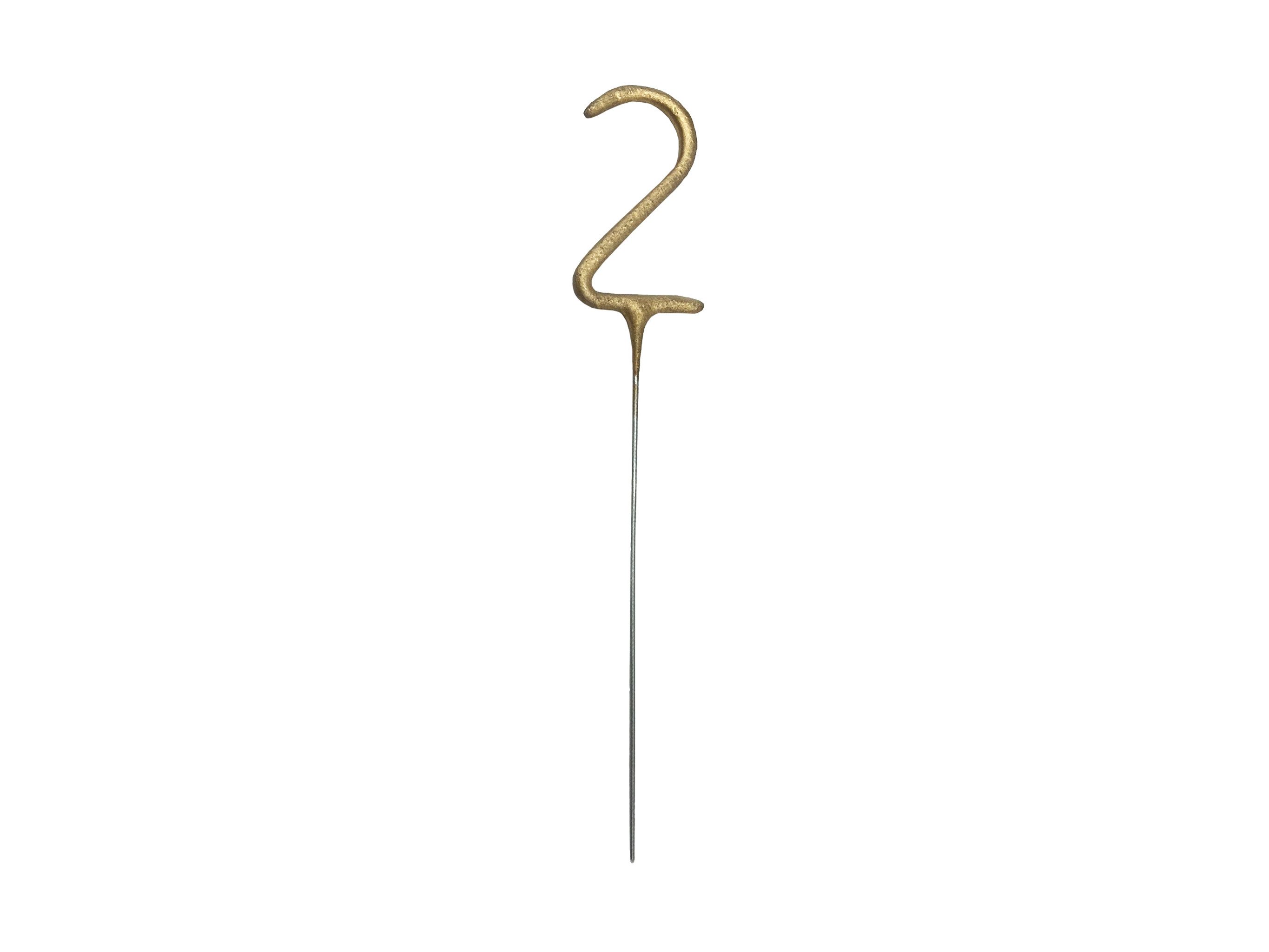partydeco Tortenstecker, Wunderkerze Geburtstag 15cm Zahl 2 Gold 1 Stück