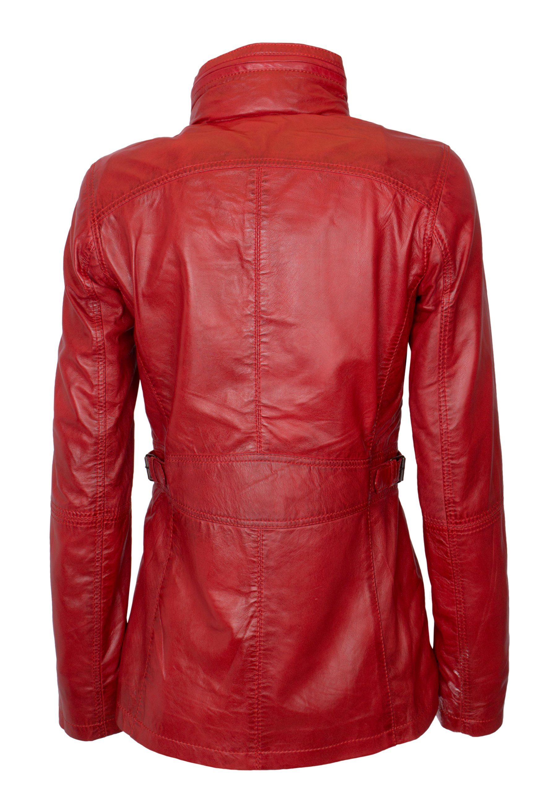 Lederjacke Angel Leder Lange aus Lederjacke Damen weichem Lammnappa Lolus Rot