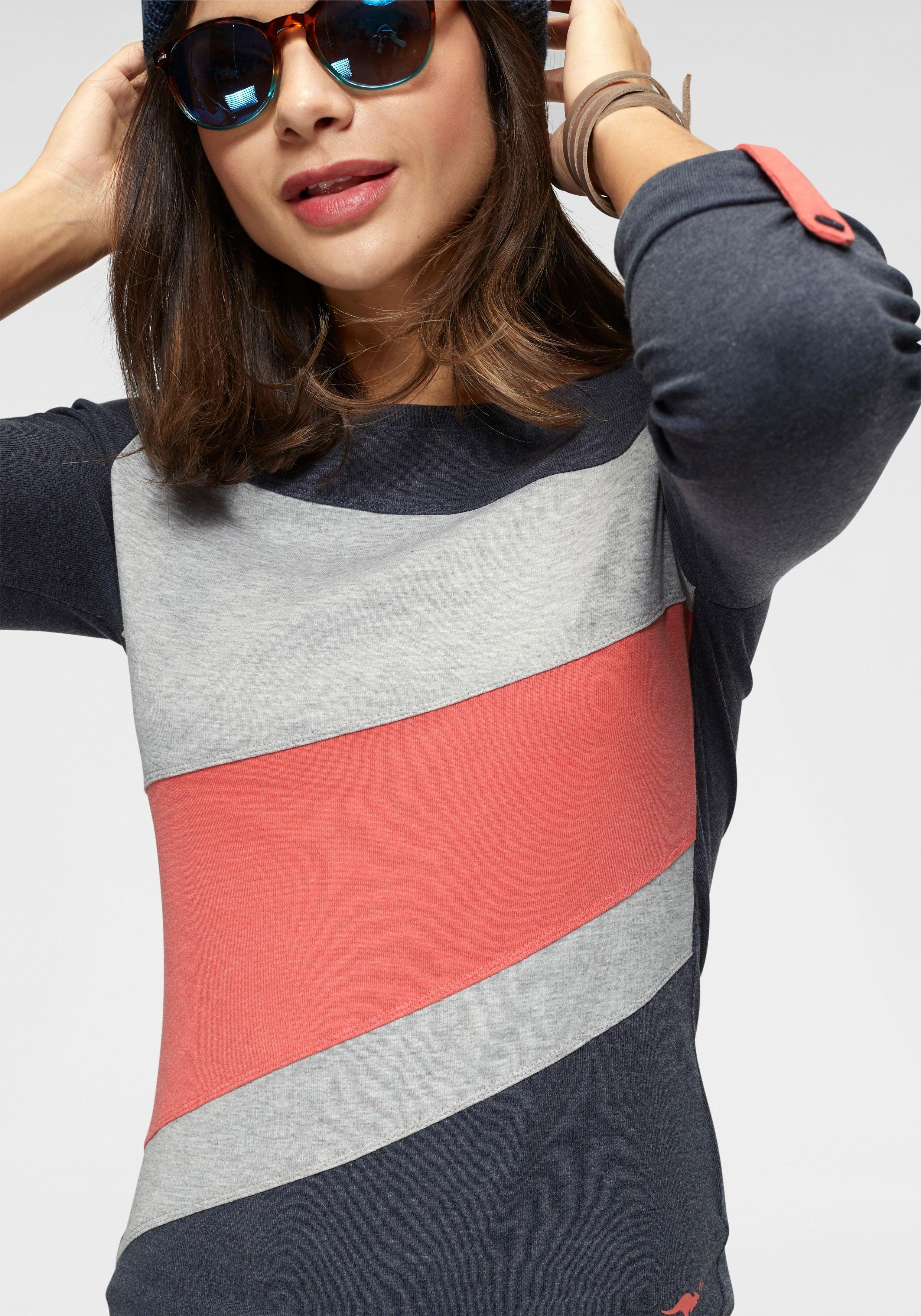 KangaROOS Longsleeve Langarm, figurbetonte Passform, unifarben, Rundhalsausschnitt