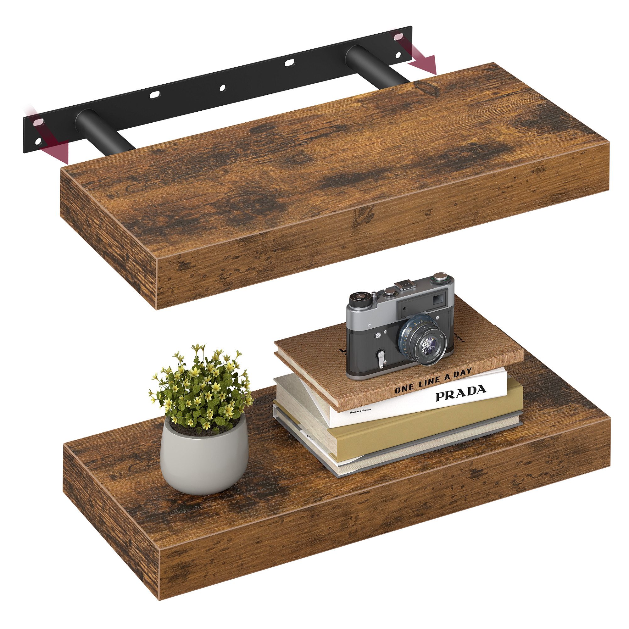 VASAGLE Wandregal, 2-tlg., Wandboard, 40 - 80 cm günstig online kaufen