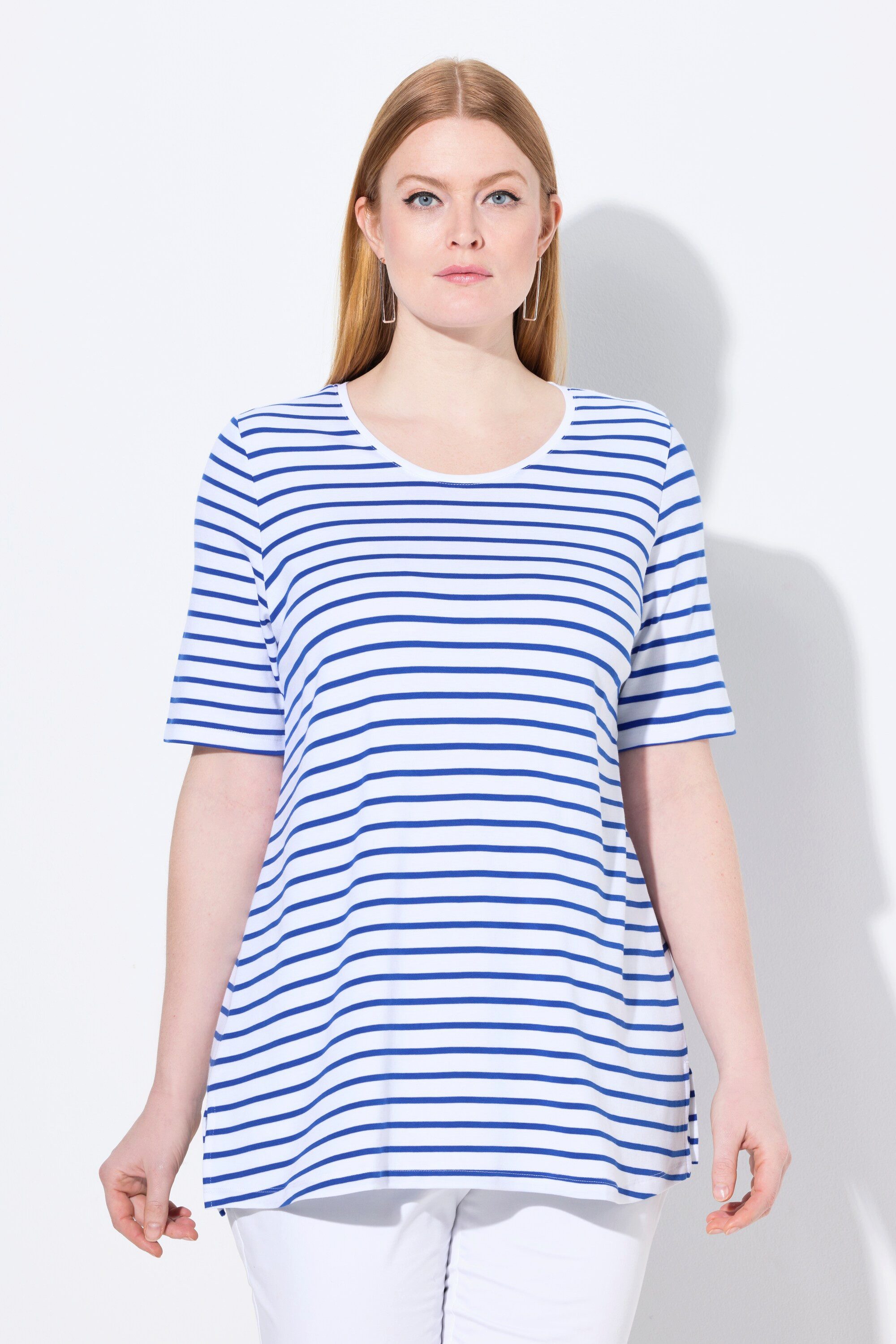 Ulla Popken T-Shirt Ringelshirt A-Linie Rundhals günstig online kaufen