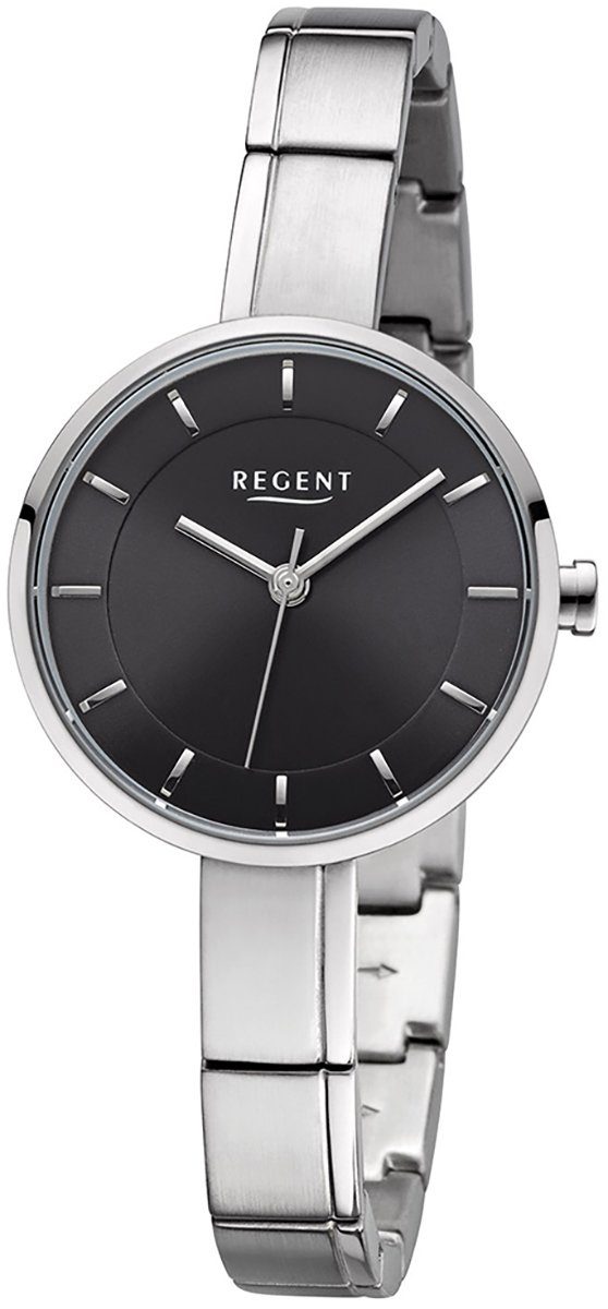 Damen Uhren Regent Quarzuhr URF1150 Regent Damen Uhr F-1150 Metall Quarz, Damen Armbanduhr rund, Metallarmband silber