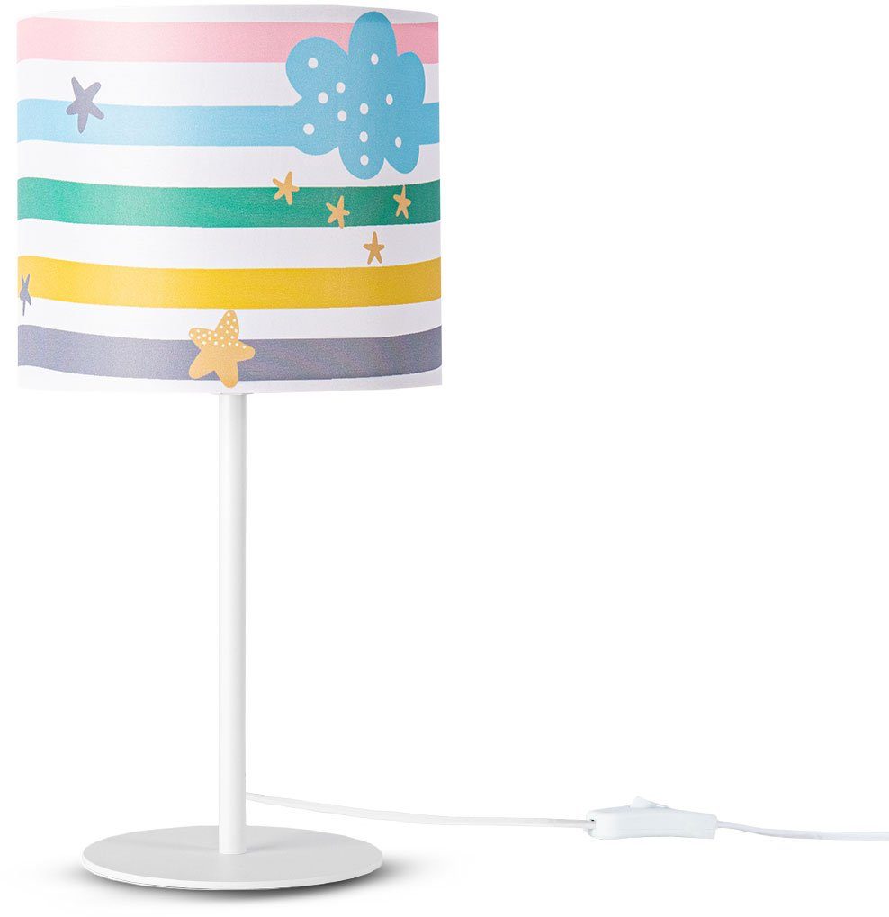 Paco Home Tischleuchte Tweet Streifen Regenbogen 36,5cm 462, Höhe Nacht Leuchtmittel, ohne âˆ…18cm Kinderzimmer Lampe E14