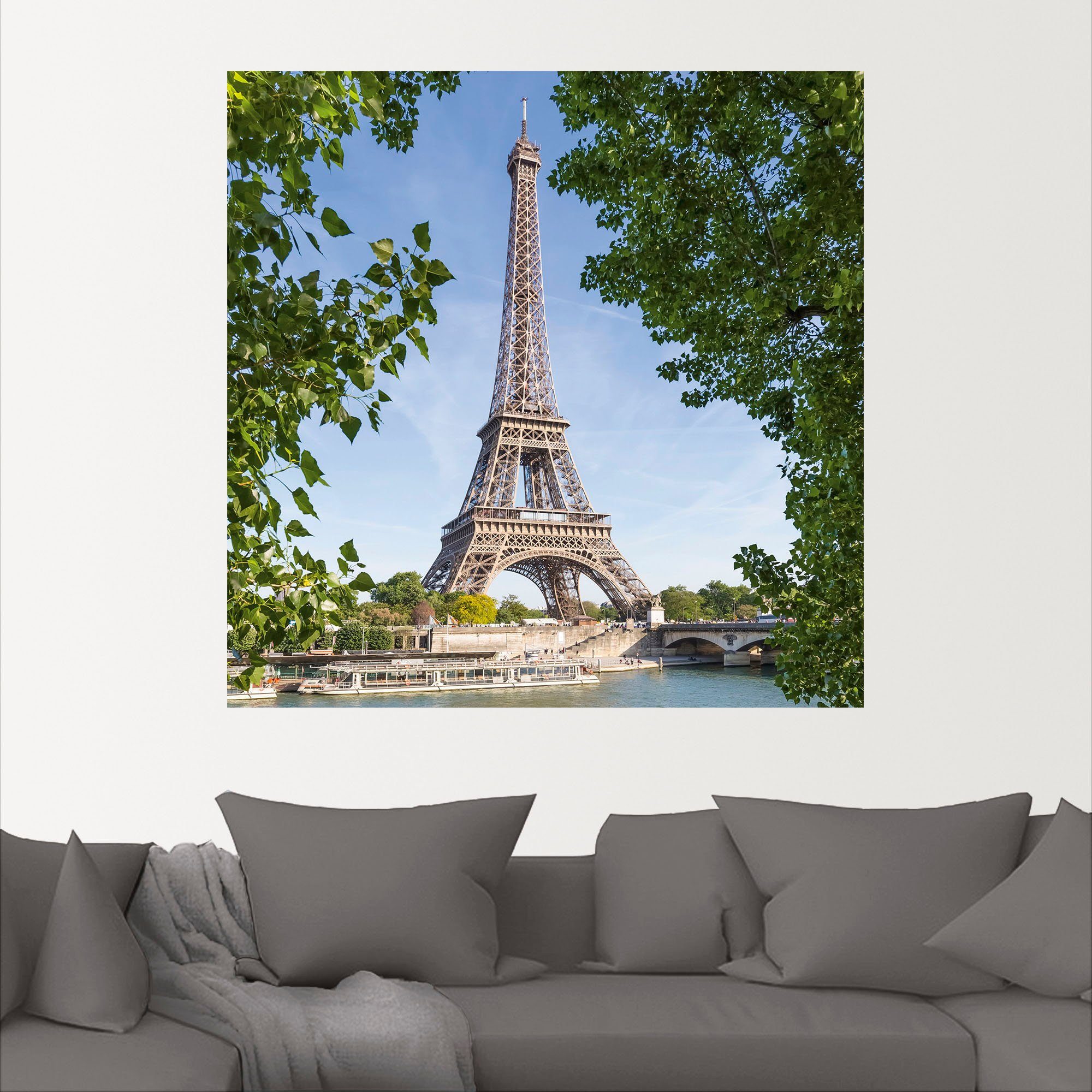 Eiffelturm Paris Größen Leinwandbild, in (1 Poster oder Alubild, Artland Paris versch. & St), Seine, als Wandbild Wandaufkleber