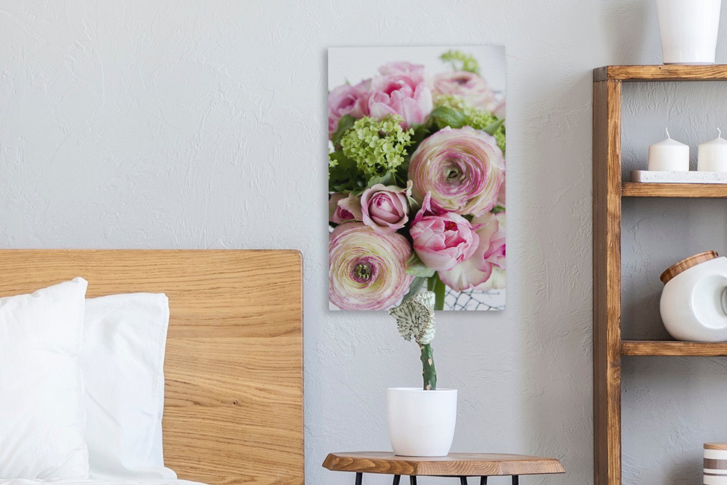 OneMillionCanvasses® Leinwandbild Blumenstrauß fertig St), mit Ranunkeln, Gemälde, cm (1 Zackenaufhänger, Leinwandbild inkl. 20x30 bespannt