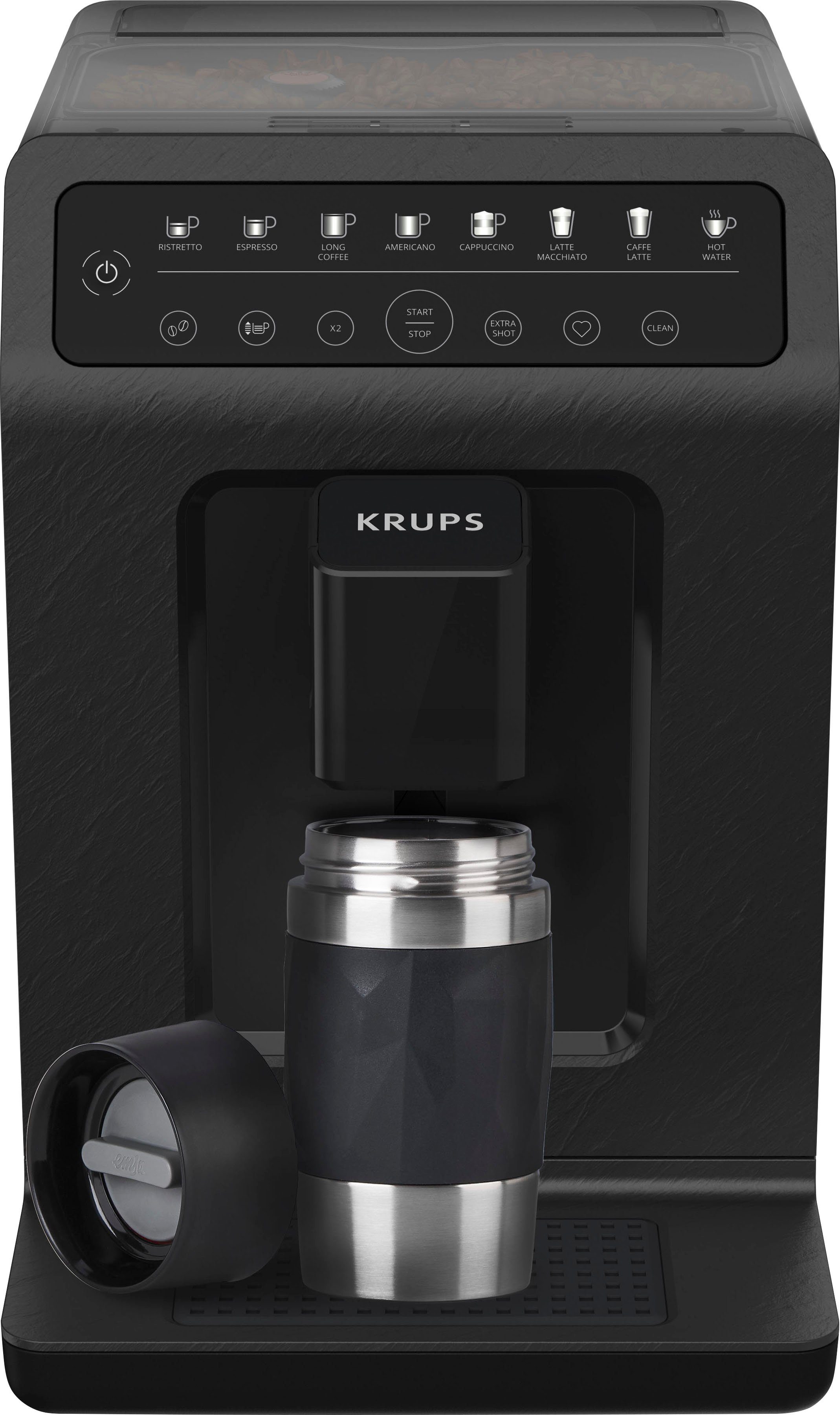 Krups Kaffeevollautomat EA897B Evidence ECOdesign, aus 62%* recyceltem Kunststoff, bis zu 90% recycelbar, inkl. Emsa Travel Mug im Wert von UVP 25,99