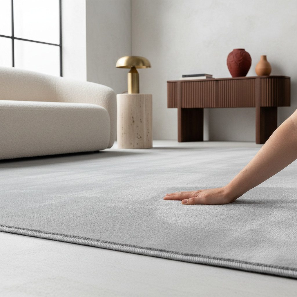 KADIMA DESIGN Teppich LECH Wohnzimmer Waschbar Schlafzimmer Wohnzimmerteppich Esszimmer Uni, Läufer, Höhe: 9 mm, Silber, 60x110 cm, Esszimmerteppich Fußbodenhei – Bild 2 von 5