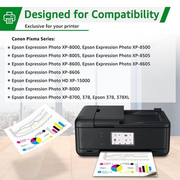 Greensky 18PK Druckerpatronen 378XL für EPSON 378 XL Tintenpatrone (Expression Photo XP8000 XP8005 XP8500 XP8505 XP8600 XP8605 HD XP15000 XP8700 378)