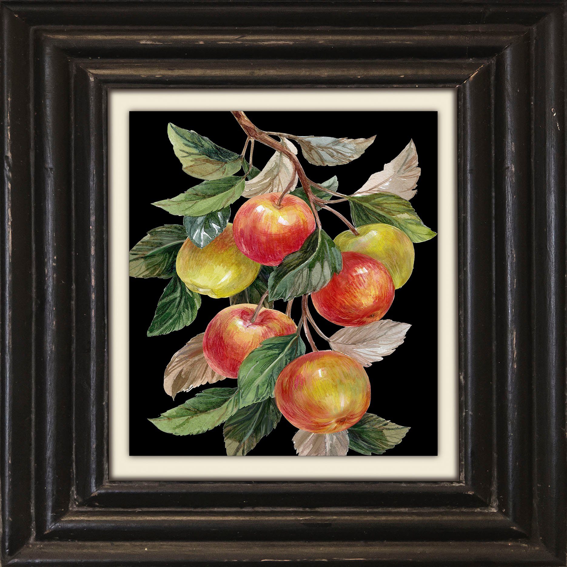 queence Leinwandbild Äpfel, Kunst, Obst, Obst Bilder, Stillleben, Premium-Leinwandstoff, Handarbeit aus Deutschland, 40x40cm