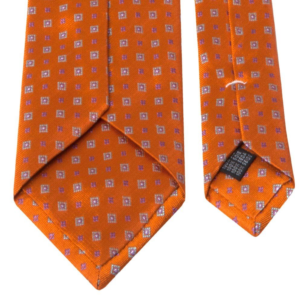 Krawatte und (8 Krawatte mit Quadraten Seiden-Jacquard BGENTS cm) Blüten Breit Orange