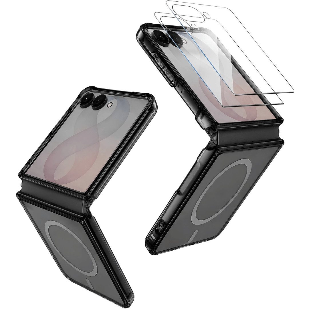 SmartUP Smartphone-Hülle + 2X Schutzglas für Samsung Galaxy Z Flip 8 Panzerfolie MagSafe Case 8,0, MagSafe-Technologie, integrierter Kameraschutz