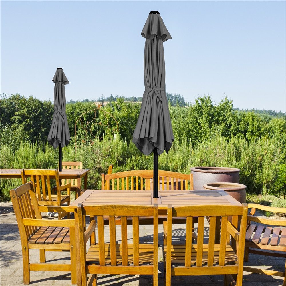 Yaheetech Sonnenschirm Φ 226/269/294 cm, Garten- und Marktschirm mit 6 Metallstreben für Balkon/Terrasse/Garten