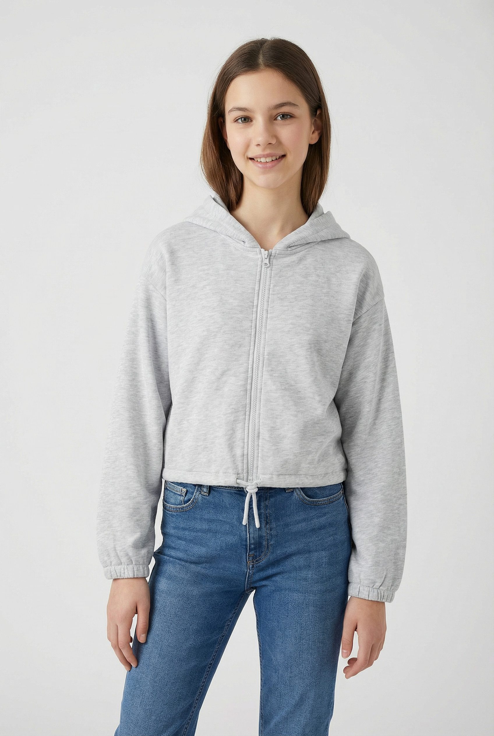 TOM TAILOR Sweatjacke Full Zip mit Kordelzug in kurzer Form