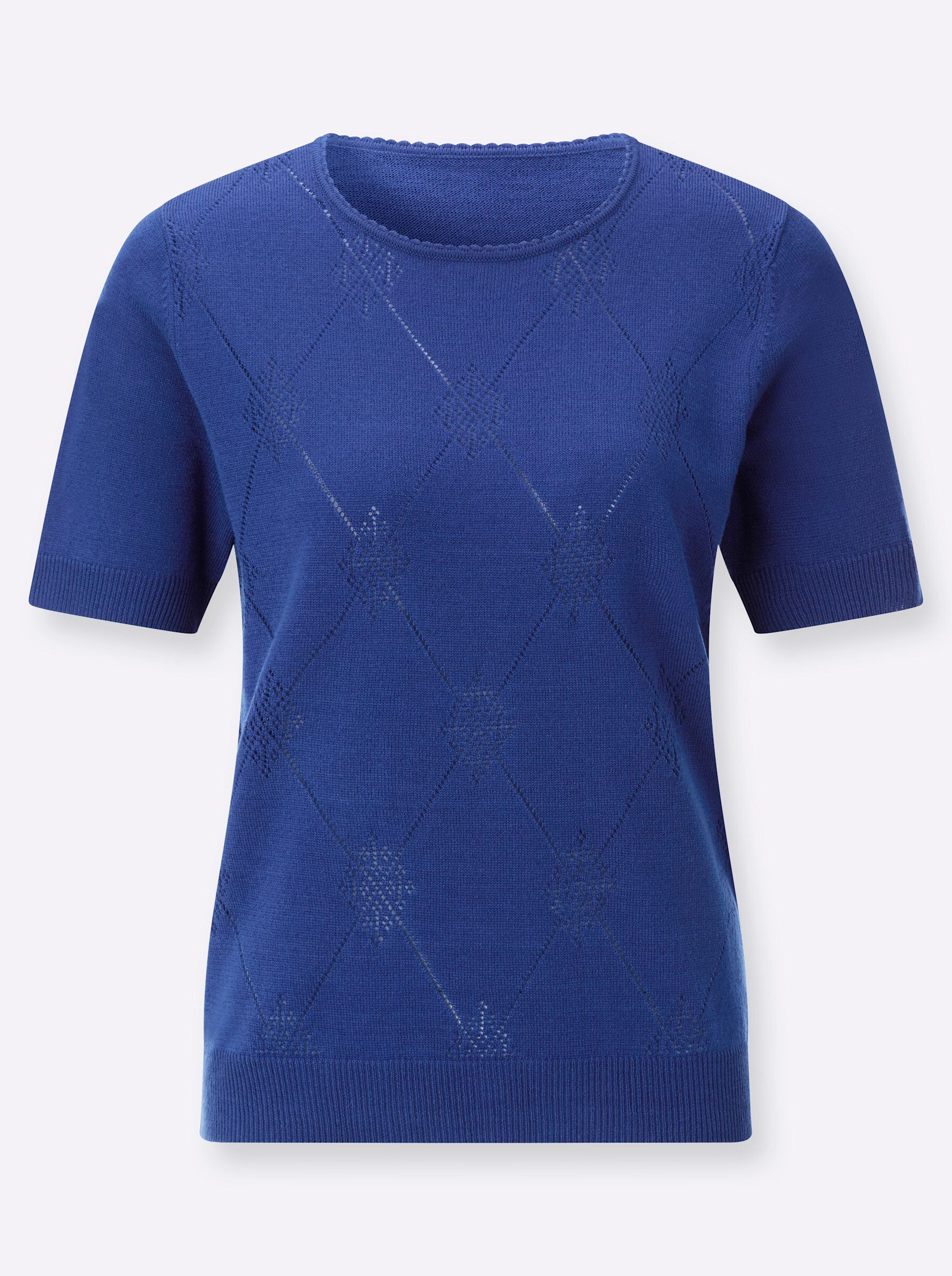 Strickpullover Pullover Kurzarm Ajour, Jersey