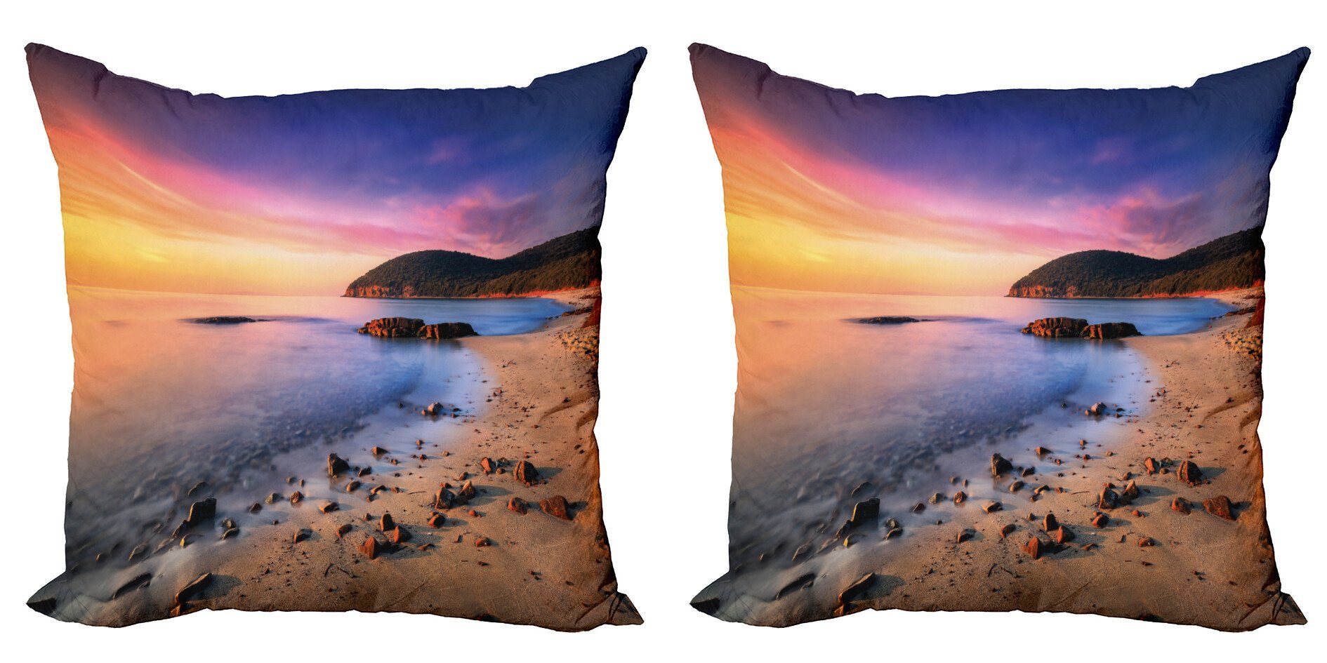 Kies Urlaub Digitaldruck, (2 Sonnenaufgang Strand Accent Stück), Modern Abakuhaus Kissenbezüge Doppelseitiger